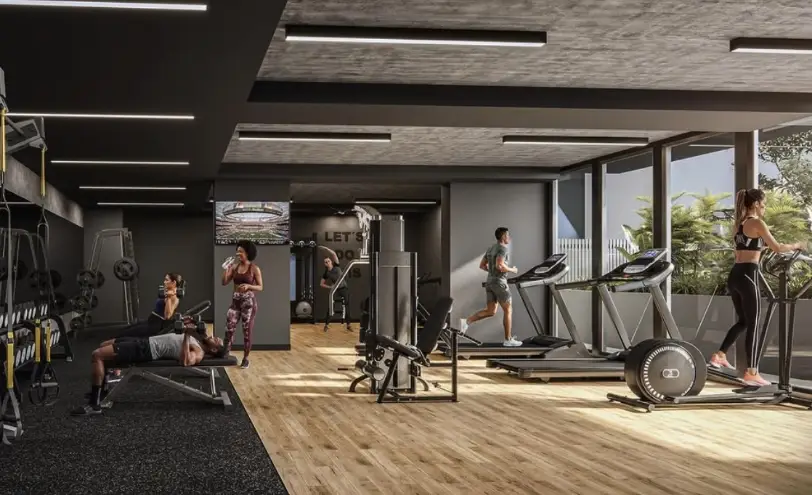 Fitness center at Urbania NoMi 125, North Miami apartments