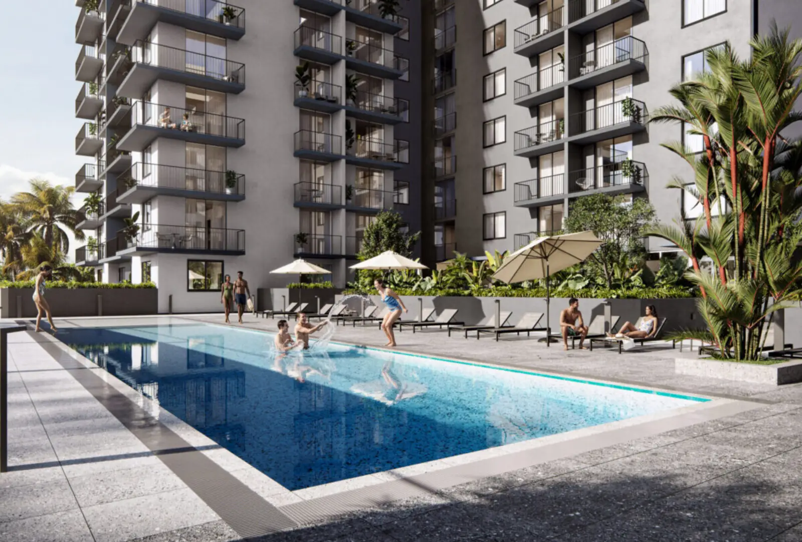 Pool at Urbania NoMi 125, new apartments in North Miami